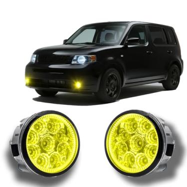 Imagem de qobsos Farol de neblina de LED para Nissan Cube 2009-2014 Par de conjuntos de lâmpada de neblina redonda de 9,5 cm Lente amarela 55W 3000K branco quente 300% brilho, Plug and Play, pacote com 2