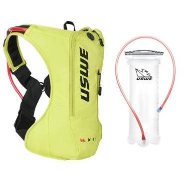Imagem de USWE Mochila de hidratação Outlander Moto, corrida, caminhada com bexiga de água, hidropack para homens e mulheres, equipamento de mochila e equipamento para ciclismo, BTT (amarelo louco, 4L)