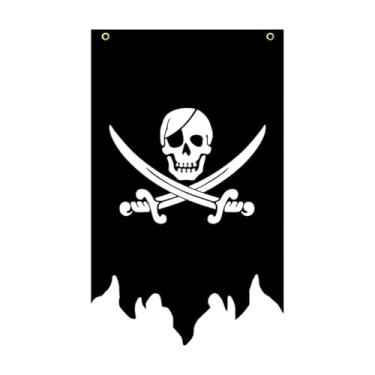 Imagem de Generic Bandeira Pirata de Halloween Vertical Criativa Leve Ornamento Pendurado Placa Decoração de Casa para Festas Lembrancinhas de Gramado Jardim Interno, Style B