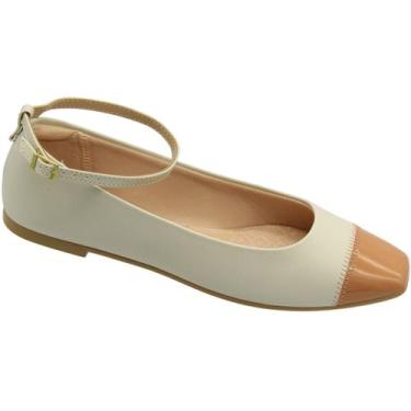 Imagem de Sapatilha Moleca Napa Sardenha Bico Quadrado Feminina, Off white, 37
