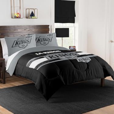 Imagem de NORTHWEST Conjunto de edredom oficialmente licenciado pelo time Los Angeles Kings NHL – edredom casal/queen de microfibra com logotipo de hóquei para fãs, dormitórios, quartos de dia de jogo