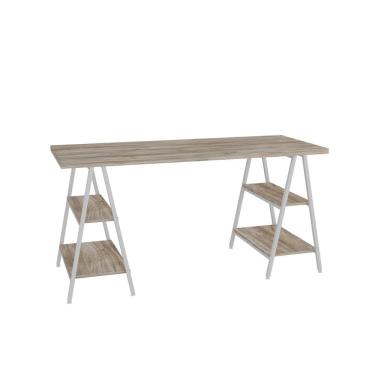 Imagem de Mesa Kuadra Cavalete 150x60x75cm Carvalho - Est.branca Carvalho - Est.branca