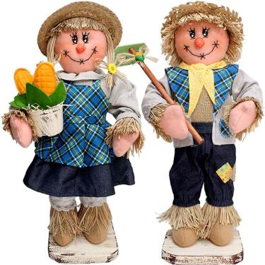 Imagem de Enfeite Casal Espantalho Decoração Festa Junina Caipira 50cm