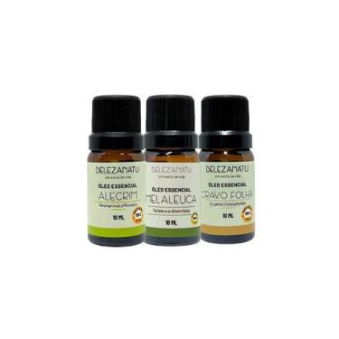 Imagem de Kit 03 óleos essenciais de alecrim melaleuca e cravo 10ml belezanatu