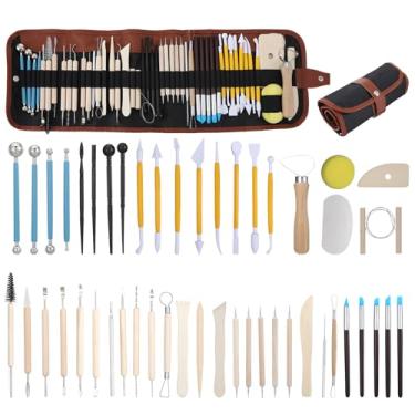 Imagem de Kit de ferramentas de cerâmica de cerâmica de 48 peças, ferramentas de argila polimérica para fazer à mão, ferramenta de escultura de argila com bolsa de armazenamento para artes e artesanato DIY
