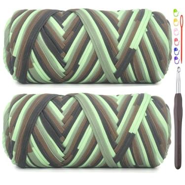 Imagem de Pacote com 2 camisetas para crochê, camiseta arco-íris, tecido elástico grosso, fio de crochê para iniciantes, bolsa de tricô à mão, cesta/porta-copos / artesanato faça você mesmo/decoração de casa 2