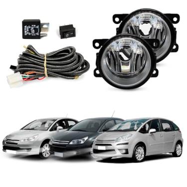 Imagem de Kit Farol de Milha para C4 Hatch Pallas Picasso C5 Completo com Chicote Botão e Relê Auxiliar Neblina