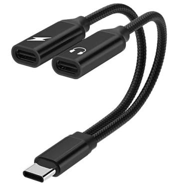 Imagem de Fones de ouvido de áudio USB C duplo e adaptador de carregamento, cabo de áudio tipo C 2 em 1, suporta carregamento rápido de 66 W, adequado para iPhone 16 Pro Max, Galaxy S25, Pixel 9, iPad Pro