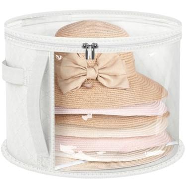 Imagem de AOODA Bolsa de armazenamento de chapéu transparente grande para mulheres, comporta até 7 bonés organizador de chapéu de cowboy para armário, estojo de chapéu de abas largas com alças de transporte