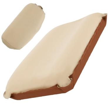 Imagem de Travesseiro de acampamento com bolsa de armazenamento, almofada inflável de viagem para pescoço, portátil, respirável, almofada leve de espuma viscoelástica para praia, almofadas de ar para