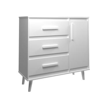 Imagem de Cômoda Sapateira 3 Gavetas Maya Com Puxadores E Pés Retro Design Moderno Quarto Branco Mobília Decor