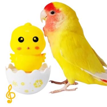 Imagem de Brinquedo de copo de pássaro com sino dentro, brinquedo interativo de treinamento de inteligência para papagaio, periquito, calopsita, cacatua, conure, cinza africano, design de animal fofo (1, frango
