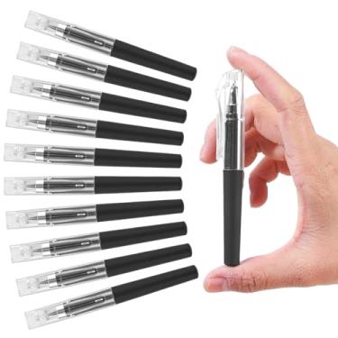 Imagem de MBAIYO Mini canetas de gel, 10 peças de caneta de bolso de tinta preta de 0,5 mm, grande, caneta de gel de bolso pequeno, tinta preta, 10 canetas de escrita curtas e suaves, secagem rápida para bolsa