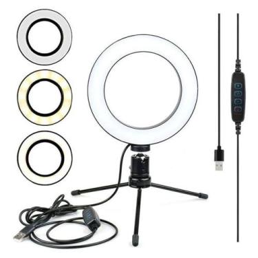 Imagem de Ring Light Tripe 6 polegadas Iluminador Usb Led Misto
