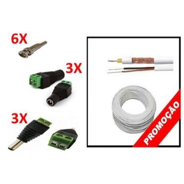 Imagem de Kit instalação 2 cameras de segurança cabo cftv e conectores - new lin