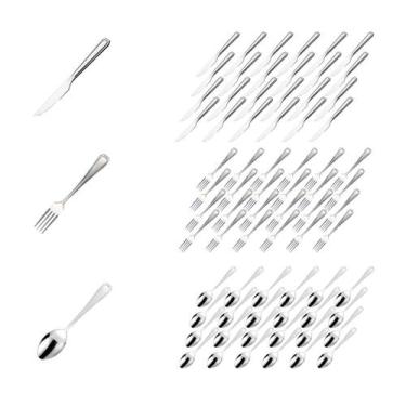 Imagem de Jogo Garfo Faca Colher Aço Inox 72 Pçs Restaurante / Bar - Em casa tem