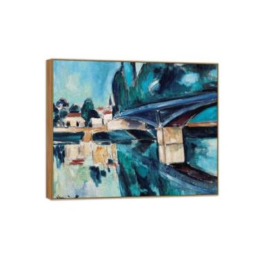Imagem de BMZFYBS Pôster e impressões de arte famosa da paisagem - pintura em tela para decoração de parede - ponte 3 - pintura de moldura de madeira para casa 80 x 95 cm 31 x 37 pol