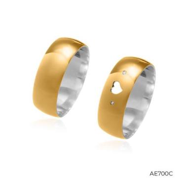Imagem de Par de Alianças Bruma encapadas em Ouro 18k com 7mm de largura - JoiaU
