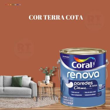 Imagem de Tinta Para Parede Acrílica Coral Renova Cor Laranja 3,2l Lavável Premi