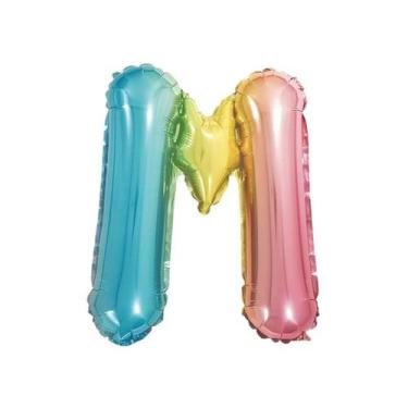Imagem de Balão de Letra Gigante Metalizada Multicolor  - 75 cm - PartiuFesta, M