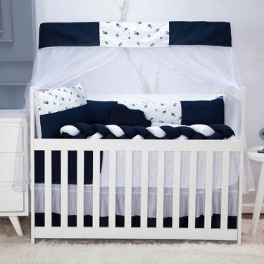 Imagem de Kit Berço Americano Menina e Menino 11 Peças Com Mosquiteiro e Trança 