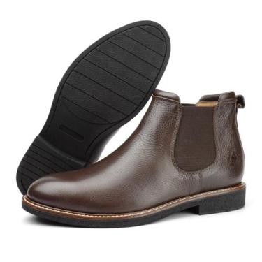 Imagem de Bota Botina Chelsea Masculina de Couro Cano Curto Café 104 - Galozé, 4