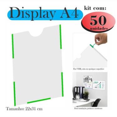 Imagem de 50 Display A4 Expositor Porta Folha Quadro Aviso Parede Petg - Indústr