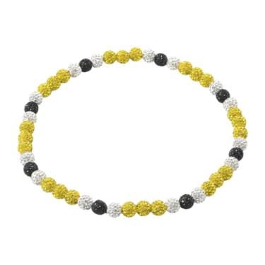 Imagem de SOFPLATE 1 caixa de 17,72 pol. / 45 cm Colar de beisebol com contas esportivas brilhantes de 10 mm corrente de bola de discoteca preta branca amarela presente para homens, equipes, treinadores