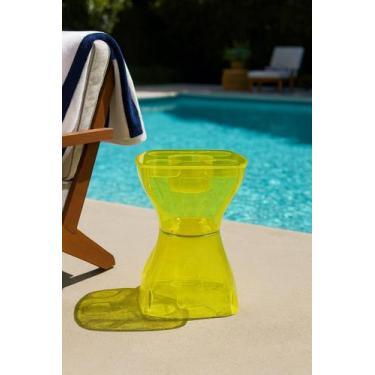 Imagem de Petisqueira Amarela Translúcida Design Moderno Mesa Lateral Apoio Deco