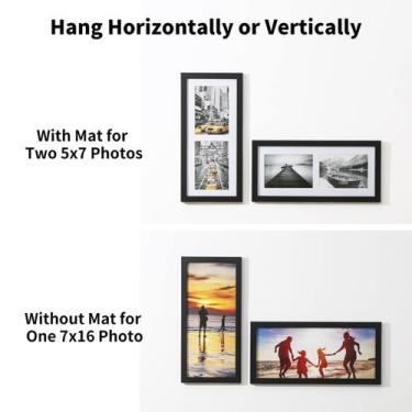 Imagem de Porta-retratos UMICAL Colagem de fotos preta de madeira 5x7