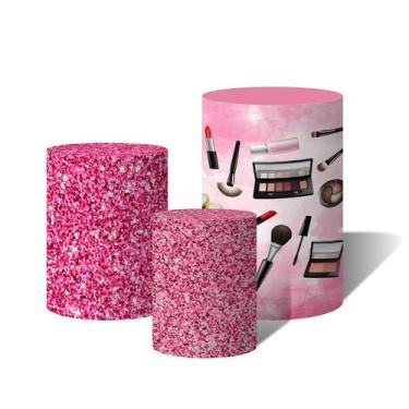 Imagem de Trio Capas Para Cilindro Versátil Maquiagem Makeup Fundo Aquarela e Gl