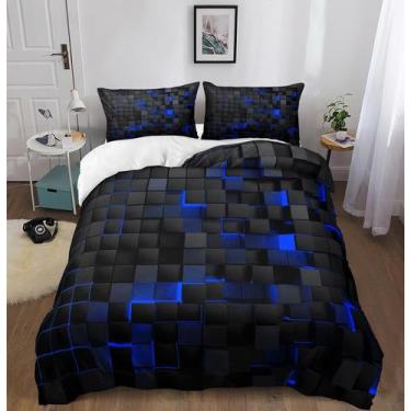 Imagem de Conjunto de edredom Bedbay Neon Checkered Queen Size 4 peças