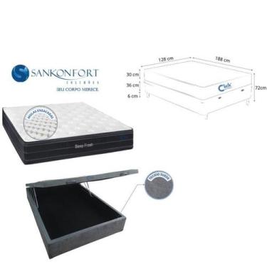 Imagem de Conjunto Box Baú Viúva Colchão Molas Ensacadas Sleep Fresh Sankonfort 