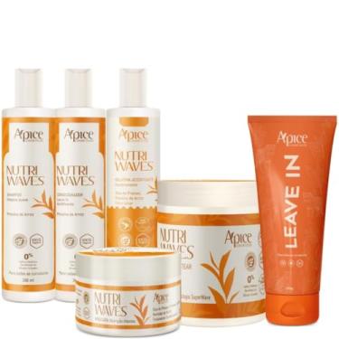 Imagem de Kit Apice Nutri Waves Tratamento Completo 6 Produtos Shampoo, Condicionador, Gelatina, Mascara 300ml, Creme de Pentear 500ml+Leave In 300g