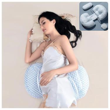 Imagem de Travesseiro portátil para gravidez – Suporte de maternidade em forma de W para pessoas que dormem de lado, travesseiro ajustável de cunha de viagem para alívio das costas, barriga e quadril, ideal