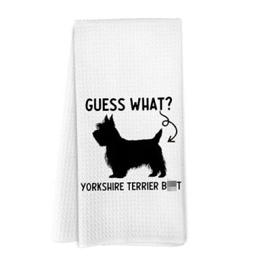 Imagem de Yorhifa Toalhas de prato engraçadas de Yorkshire Terrier, presentes de cozinha, presentes de cachorro para mulheres, amantes de cães, acessórios para cães, toalhas de prato de mão para decoração de