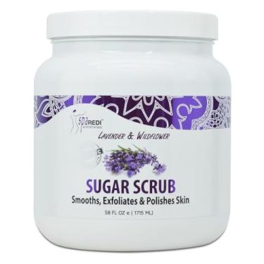 Imagem de SPA REDI Esfoliante de açúcar - esfoliante, hidratante, hidratante e nutritivo, brilho, polimento, pele suave e fresca - esfoliante corporal, lavanda e flores silvestres - 1,644 g