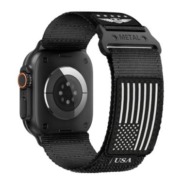 Imagem de Pulseira masculina de nylon resistente para Apple Watch séries 10/9/8/7/6/5/4/3/2/1/SE/SE2 de 42 mm, 41 mm, 40 mm, 38 mm, 38 mm, 4 e 2, 1 e SE2 de nylon resistente