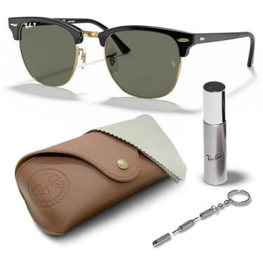 Imagem de Ray-Ban Óculos De Sol Polarizados Clubmaster Quadrados Clássicos Rb3016 Com Kit De Óculos - Ajuste De Ponte Alta - Óculos De Sol Quadrados Ideais Para Uso Formal E Casual