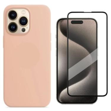 Imagem de Capa Capinha Para iPhone 13 Nude Aveludado + Película 3D