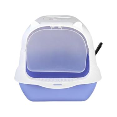 Imagem de Caixa de Areia Fechada Gato Autolimpante Grande Banheiro Pá(Branco/Azul)