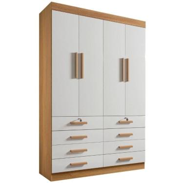 Imagem de Guarda Roupa Mônaco Plus Cinamomo Off White 4 Portas 8 Gavetas D?doro