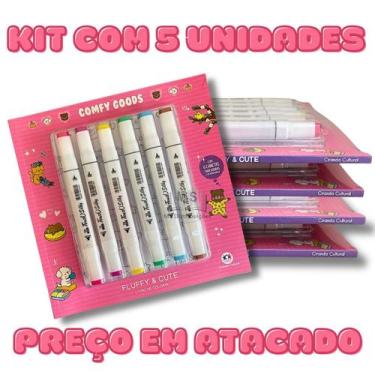 Imagem de Livro de colorir com 48 paginas Comfy Goods Fluffy e Cute 6 canetas To