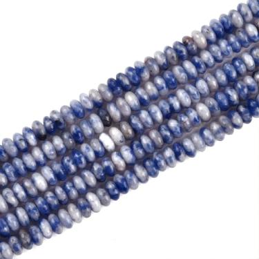 Imagem de HAAMIIQII Contas Rondelle de pedra sodalita branca azul natural de 2 x 4 mm, 150 peças de contas espaçadoras de pedras preciosas soltas de disco de abaco para fazer joias, artesanato, cordão de 38 cm
