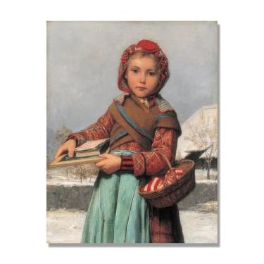 Imagem de NHLDZYH Pinturas a óleo famosas, (estudantes do sexo feminino) por Albrecht Anker, reprodução impressa em tela, arte de cenário para decoração de sala de estar. Somente tela 30x40cm-11,8x15,7 pol