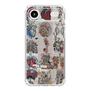 Imagem de Enughselso Biologia Estética Jornal Caveira Skelton Capa de Telemóvel Compatível com iPhone Air, Capa de Telemóvel Artística Colagem de Anatomia para iPhone Air