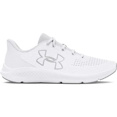 Imagem de Under Armour Tênis de corrida feminino Charged Pursuit 3 com logotipo grande, (104) Branco/Branco/Branco, 39
