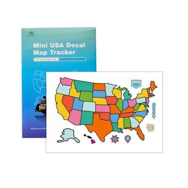 Imagem de Mini rastreamento de mapa decalque dos EUA, tamanho pequeno de 23,6 cm x 15,2 cm, adesivo do estado dos EUA para motocicleta, carro, janela, mala, laptop, trailer, trailer e bicicleta (contornos