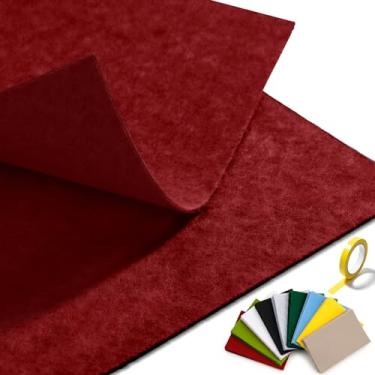 Imagem de Folha de feltro vermelha (91 × 91 cm) com fita dupla face, tecido de feltro rígido acrílico durável para decoração de projetos DIY