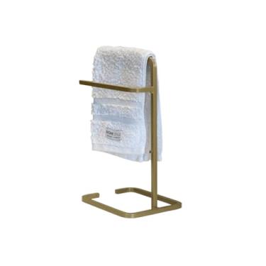 Imagem de Suporte Porta Toalha Dourado de Rosto Duplo para Bancada de Banheiro Lavabo - ÉdeCasaMóveis